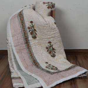 Manta de Algodón, Edredón con Estampado a Mano, Colcha Personalizada al por Mayor, 100% Algodón Jaipuri Razai, Uso Doméstico y Hotelero de Lujo, Desechable - Product Image 1