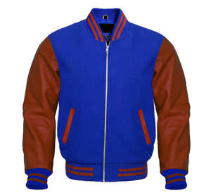 Chaqueta de béisbol de alta calidad para hombre, cuerpo de lana, Mangas de cuero, diseño universitario liso, chaqueta de béisbol para hombre - Product Image 6