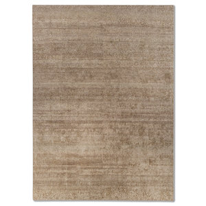 Tapis Aprezo Gold en laine et soie noués à la main, couleur unie, abstrait, rectangulaire, pour salon, tapis fait main pour couloir - Product Image 1