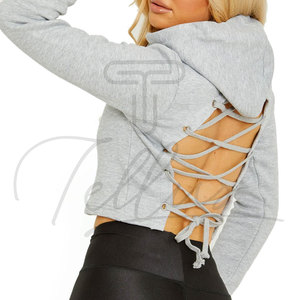 Dernier style, couleur personnalisée, sweat à capuche corset pour femme, logo frontal, tricoté, en tissu Spandex Nylon, respirant, écologique, séchage rapide - Product Image 6