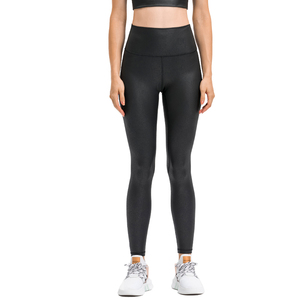 Mallas de gimnasio para mujer de cintura alta hechas a medida, pantalones de entrenamiento de LICRA de nailon de Color sólido, Logo, estilo deportivo, varios tamaños, Yoga - Product Image 4