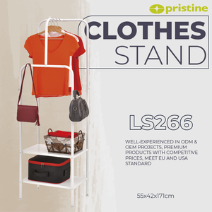 Multifunctional Metal Clothing Rack Three Tier Storage Shelf Minimalist Design Standing Type for Living Room - Product Image 5