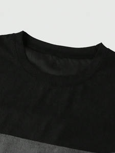 T-shirt surdimensionné décontracté de haute qualité avec logo personnalisé T-shirt en coton hip hop lourd pour hommes T-shirt bicolore pour hommes - Product Image 4