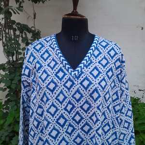 Vestido Largo Informal de Algodón con Estampado en Bloque, Cuello en V, Bolsillos Holgados, Ropa Casual de Vacaciones para Mujer, Venta al por Mayor - Product Image 4