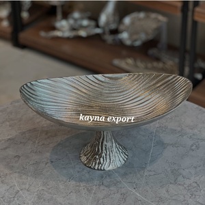 Centre de table en aluminium martelé, design moderne et luxueux, bol à fruits pour fête avec branche noire nickelée, décoration d'intérieur - Product Image 2