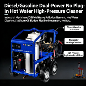 Nettoyeur haute pression à eau chaude 4000 PSI 4,0 GPM Diesel/Gaz 15 CV Pompe triplex WOJET Démarrage électrique sur roues mobiles - Product Image 2