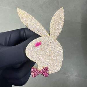 Exclusivo Colgante de Lujo Hip Hop con Moissanita de Corte Brillante, Chapado en Rodio, de Plata de Ley y Oro de 14K, Proveedor de Regalos Personalizados OEM - Product Image 3