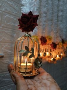 Bougeoir décoratif avec jasmin blanc pour décoration de la maison, décoration de la nuit Diwali, nouvel an, noël, décoration de pendaison de crémaillère - Product Image 3