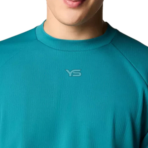 เสื้อยืดผ้าฝ้าย220กรัมสำหรับผู้ชายแบบลำลองเสื้อยืดคอกลมลายทึบย้อมสีล้วนพร้อมโลโก้ที่กำหนดเองดีไซน์ว่างเปล่า - Product Image 5