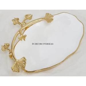 Diseño y Base de hojas hechas de Metal de alta calidad chapados en oro de alta calidad para cuenco de decoración de forma redonda de vidrio transparente - Product Image 6