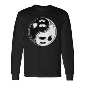 T-shirt à manches longues avec motif de fantômes d'Halloween Yin Yang, produit promotionnel - Product Image 1