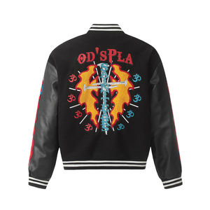 แจ็กเก็ตเบสบอลสำหรับผู้ชายเสื้อแจ็กเก็ตกันหนาวแบบลำลองปกตั้งมีหลายสี - Product Image 4