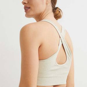 Soutien-gorge de sport à une épaule sans couture pour femmes respirant col haut sans manches fitness vêtements de yoga impression de logo personnalisé grande taille - Product Image 5