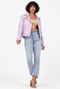 Veste d'hiver grande taille XL pour femmes fermeture à glissière haute respirante conception tricotée Denim imprimé tissu en cuir solide Logo OEM - Product Image 6