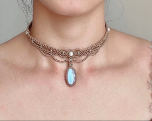 Gargantilla de piedra lunar, gargantilla de labradorita, collar de perla de piedra lunar - Product Image 3
