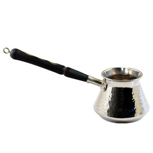 Eco-Friendly Brass Silver Plated <b>Turkish</b> Cezve <b>Pot</b> with Wooden Handle - Product Image 4