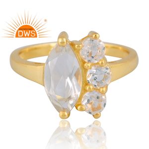 Bague en argent sterling plaqué or 18 carats avec améthyste verte naturelle et topaze blanche au design fait à la main Fournisseur de bijoux au design personnalisé - Product Image 3