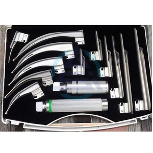 Laryngoscope vétérinaire pour anesthésie animale, intubation de la gorge et de la trachée, fibre optique, lumière LED, 12 lames, 2 poignées, laryngoscope pour animaux - Product Image 1