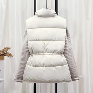 Chaleco de algodón de nuevo estilo para mujer Otoño/Invierno prendas de vestir exteriores ajustadas en la cintura chaleco negro chaqueta de hombro - Product Image 2