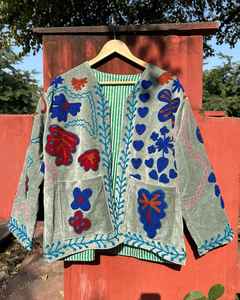 Chaqueta de abrigo con bordado a mano Uzani, chaquetas de Invierno para mujer, regalo de dama de honor, chaqueta de invierno, bata Kimono, dama de honor - Product Image 2