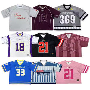 2025 Custom Mesh Football Jersey Classic Design Streetwear Sublimation Embroidery Cut And <b>Sew</b> Oversized Boxy Fit Cropped Shirts - Product Image 4