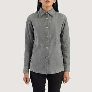 เสื้อแจ็คเก็ตหนังกลับสีเทา GLOBAL LEATHER แบบลำลอง แห้งเร็ว ติดกระดุมแถวเดียว สำหรับฤดูใบไม้ร่วง - Product Image 1