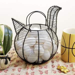 Panier à œufs en métal pour la cuisine avec poignée, support décoratif en fil métallique pour la maison, la ferme et le garde-manger - Product Image 6