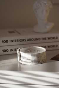 Ensemble de 4 sous-verres ronds effet marbre avec support, sous-verres modernes circulaires pour boissons - Product Image 2