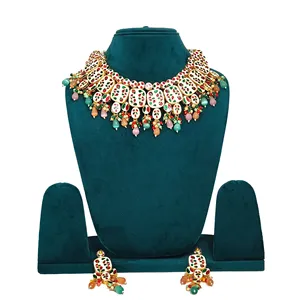 Ensemble de bijoux vintage plaqué or Kundan, perles multicolores et rubis pour mariage et cadeau, bague en cuivre fin - Product Image 2