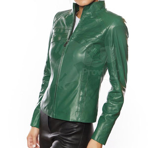 Veste en cuir à col montant pour femme, grande taille, tricotée respirante pour l'extérieur - Product Image 4