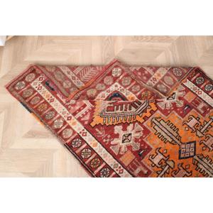 3x10.7 ft Turkish Rug, Vintage <b>Runner</b> Rug, <b>Red</b> Orange Solid Wool Rug - Product Image 5