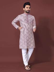 Ensemble Kurta Pyjama en tissu de soie doux pour le travail intensif, spécial festival, tenue traditionnelle indienne, idéal pour les événements spéciaux, export - Product Image 2