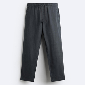 Pantalones Casuales de Lino/Algodón Rectos de Última Moda, Transpirables, Ecológicos, de Alta Calidad, con Logotipo Personalizado - Product Image 2