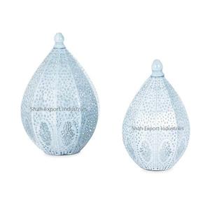 Éclairage de noël décoratif fer métal bougie lanterne couleur grise pour salon décor de table lanterne à la main - Product Image 2