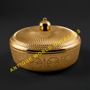 Luxury Gold Sunburst Embossed Insulated Durable Non-Stick Stainless Steel Interior Hot Pot <b>Food</b> <b>Warmer</b> Premium Table Serving - Product Image 1