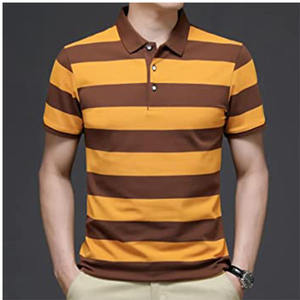 10% de réduction sur les derniers polos de golf pour hommes manches courtes couleur bloquée vêtements de travail à rayures Gymwear t-shirt polo décontracté pour hommes - Product Image 6