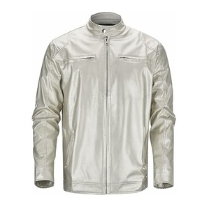 Vestes en cuir élégantes pour hommes fabriquées en usine veste en cuir pour hommes bleus unis respirants de mode Streetwear - Product Image 6