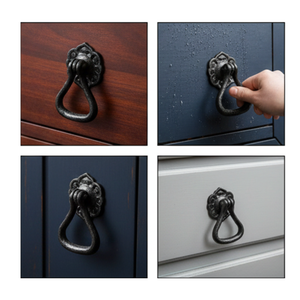 Poignée de porte de placard en fer forgé réglable robuste, noir vintage, quincaillerie de cuisine, chambre à coucher, hôtel, tiroirs, armoires - Product Image 3