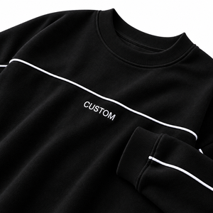 Sweat-shirt noir tendance avec logo personnalisé, pull en molleton gris coupe oversize, épaules tombantes, 100% coton 400g, crop, vente en gros, sweats à capuche USA - Product Image 4