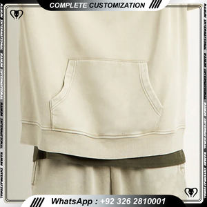 Sweats à capuche unis 100% coton surdimensionnés unisexes personnalisés pulls à capuche 500gsm pour hommes grande taille avec logo imprimé brodé - Product Image 6