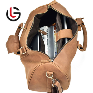 Sac de transport en cuir véritable brun clair résistant à l'eau résistant à l'eau de grande capacité - Product Image 4