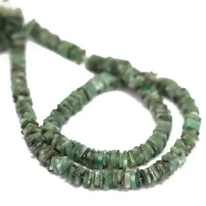 Cuentas Sueltas de Esmeralda Verde Natural de 22 Pulgadas, Corte Cuadrado, 4mm, Pulido con Corte Diamante, Cubo Heishi con Gemas de Larimar y Turquesa - Product Image 2