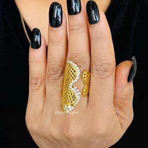 14K แหวนทองแท้ดีไซน์เนอร์เพชรธรรมชาติที่เป็นเอกลักษณ์ - Product Image 4