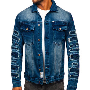 แจ็กเก็ตยีนส์ของผู้ชายดีไซน์ตามสั่งสีเทรนด์ใหม่ - Product Image 6