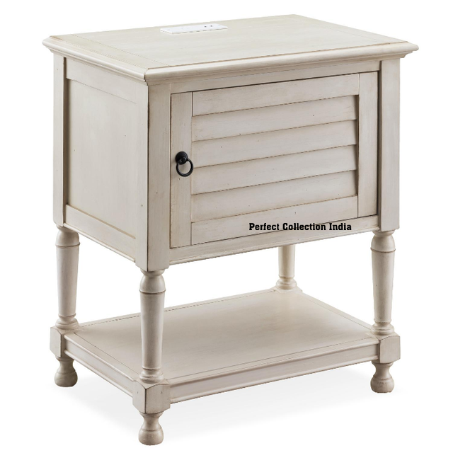 White Wooden Console Table with Drawer New Design Door Side Table for Living Room Home Coffee Table Charging Station USB Ports