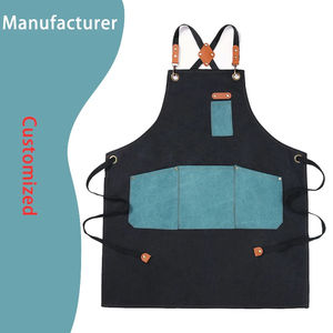 Usine directe OEM Barista Smock tablier noir coton cuisine cuisson coton tabliers Logo personnalisé plaine tablier de Chef - Product Image 1