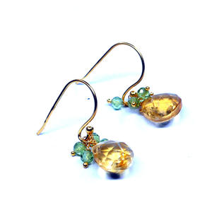 Everyday Wear 925 Sterling Silver Gold Plated Jewelry Citrine Peridot Gemstone Women Wear Earring Set - Product Image 3