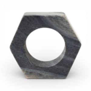Anillo para Servilletas de Mármol Gris Facetado con Bordes Angulares Modernos para Decoración de Mesa Contemporánea, Único - Product Image 5