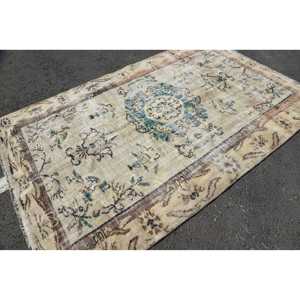 พรมตุรกี, พรมขนาดใหญ่ 5.6x8.8 ฟุต, พรมขนสัตว์สีเบจ-น้ำเงิน - Product Image 4