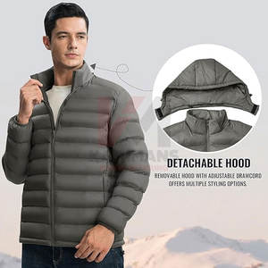 Veste à capuche détachable pour hommes en gros Manteau d'hiver léger résistant à l'eau isolé Logo Impression Patch Broderie - Product Image 6